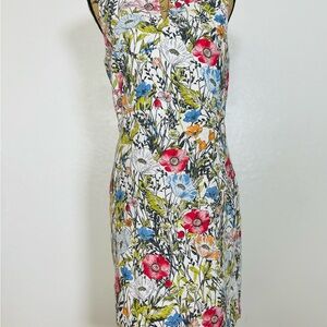 J. Jill Floral Midi Dress with Red and Blue Accents